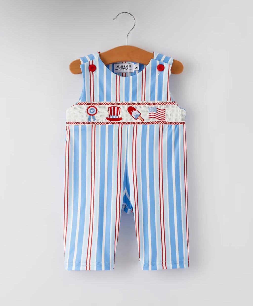 4th Of July Toddler Boys Ice Cream Striped Romper