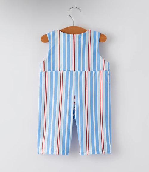 4th Of July Toddler Boys Ice Cream Striped Romper