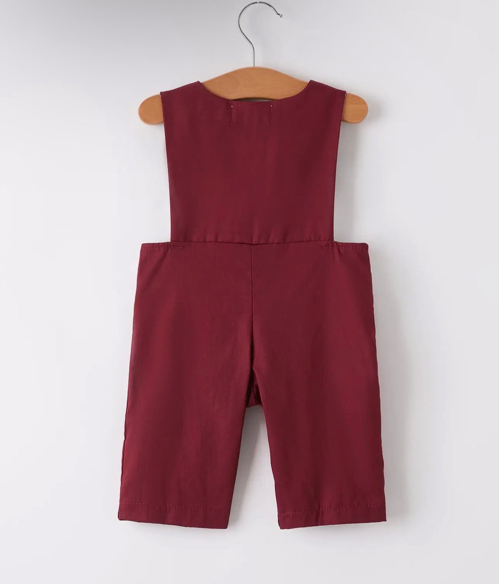 Dark Red Smocked Church Christ Bishop Christening Boy's Romper