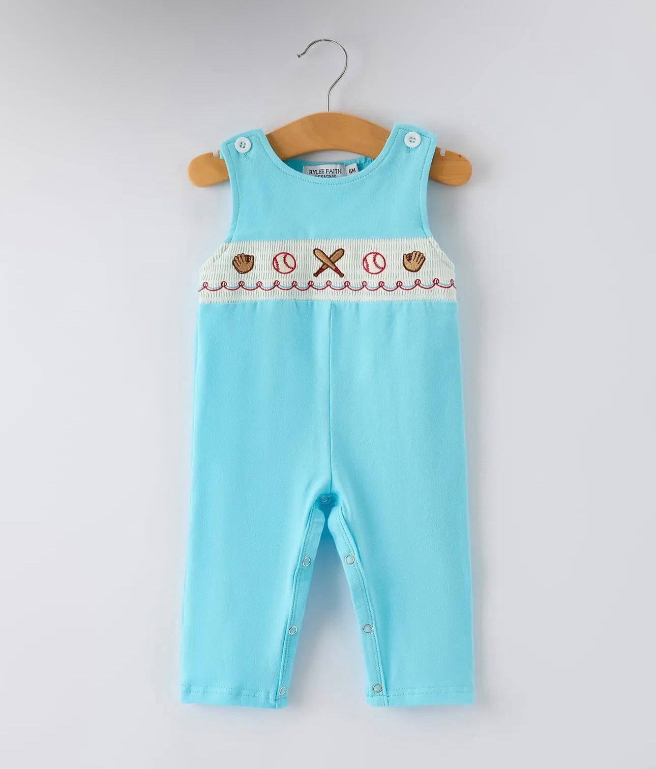 Baby Boy Baseball Smocked Romper