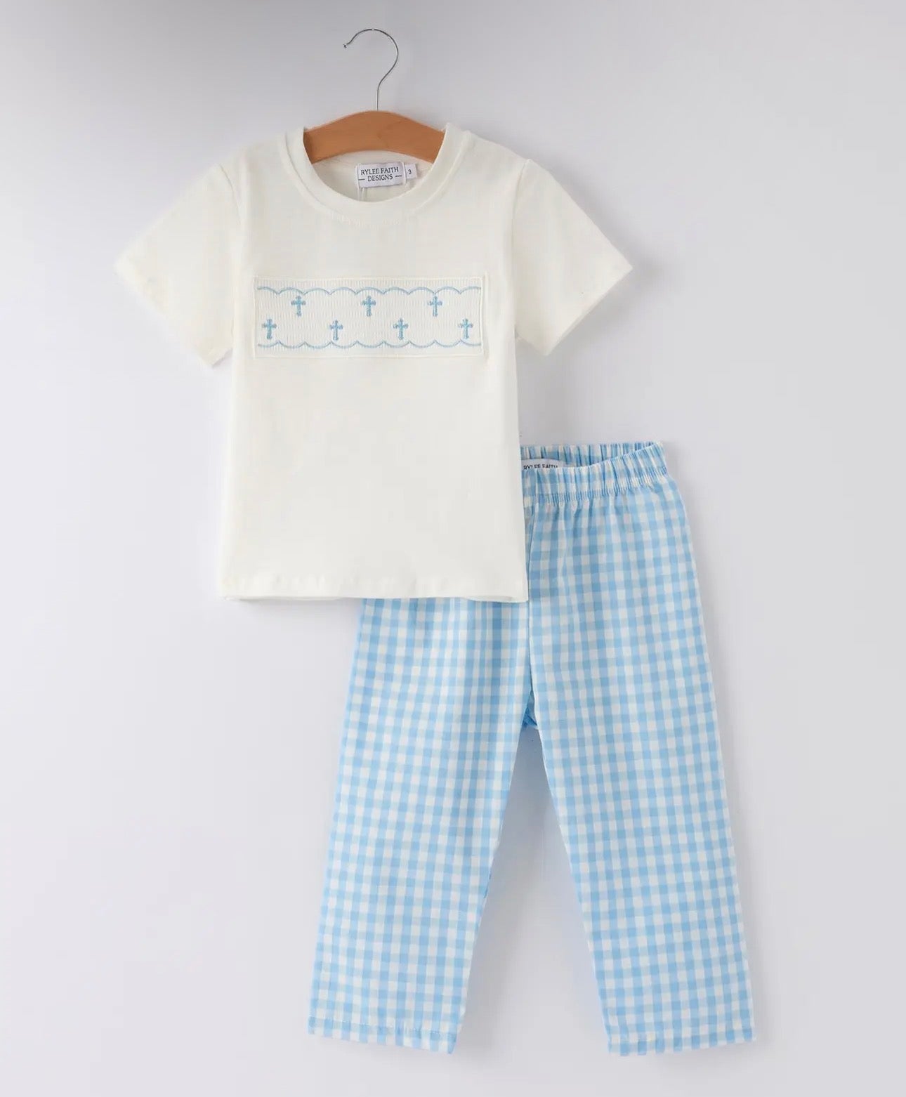 Blue Smocked Church Christ Bishop Christening Toddler Boys' Set