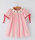 Girls Summer Baseball Embroidered Dress- Pink Casual Outfit