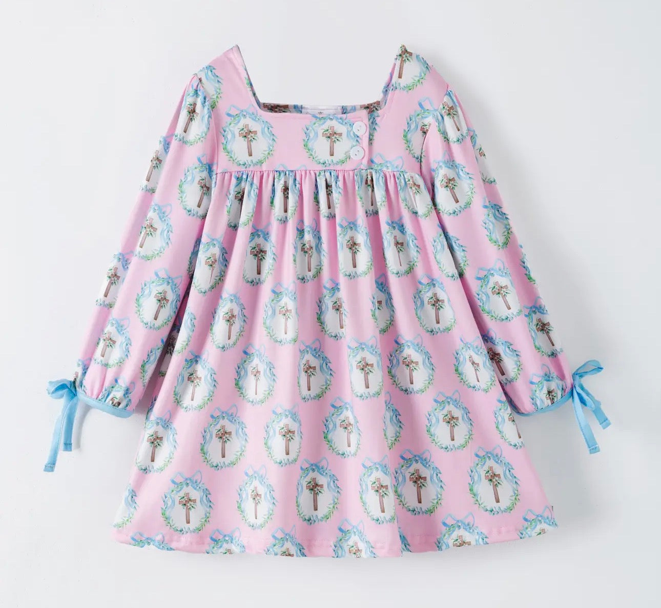 Coquette Crosses & Tied Sleeves Dress