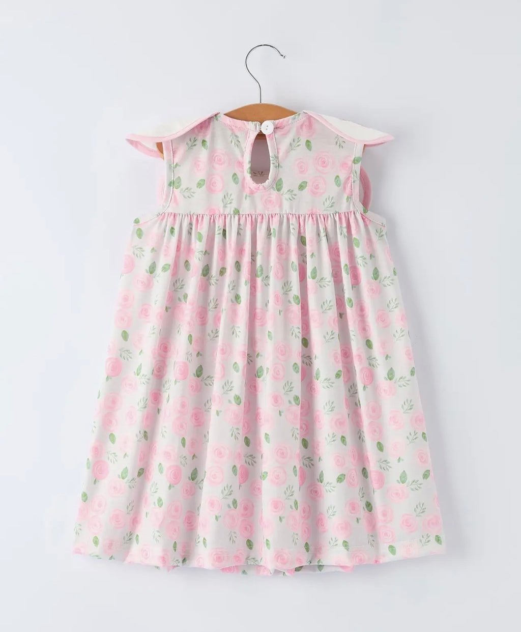 Floral Smocked Peter Pan Scalloped Collar Dress
