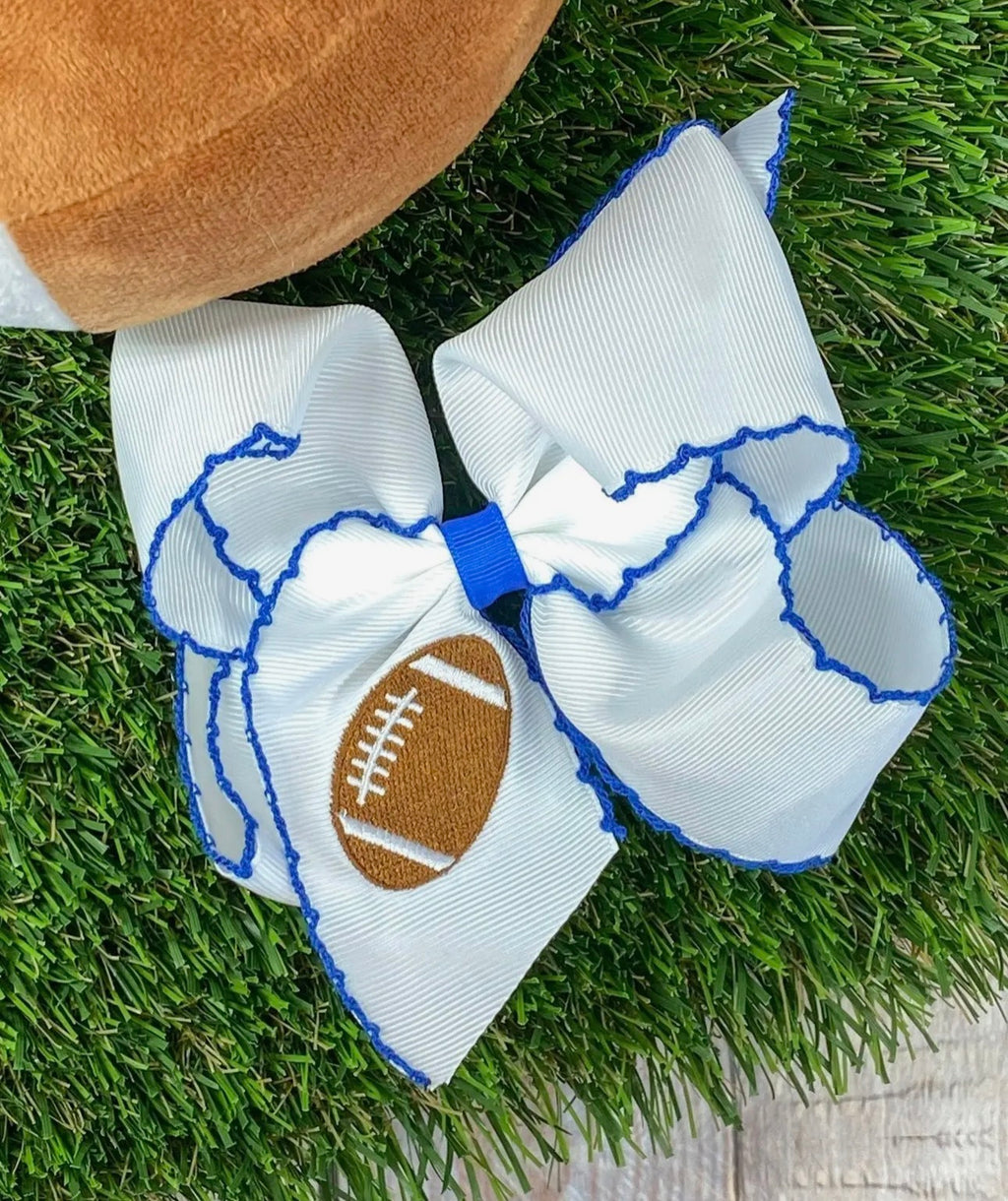 Football Embroidered Moonstitch Hair Bow
