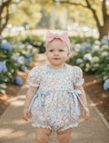 Blue and Coral Floral Baby Romper