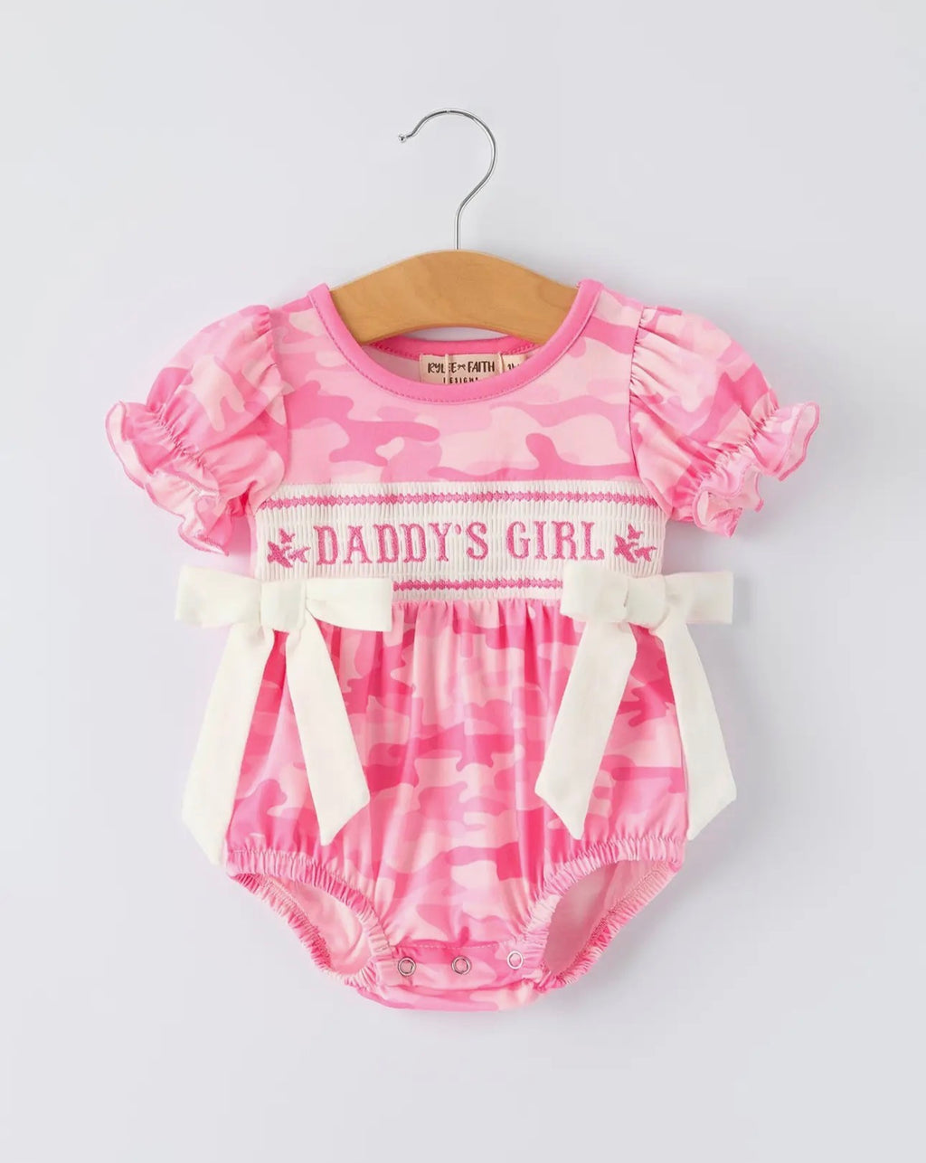 Camo "Daddy's Girl" Smocked and Embroidered Romper