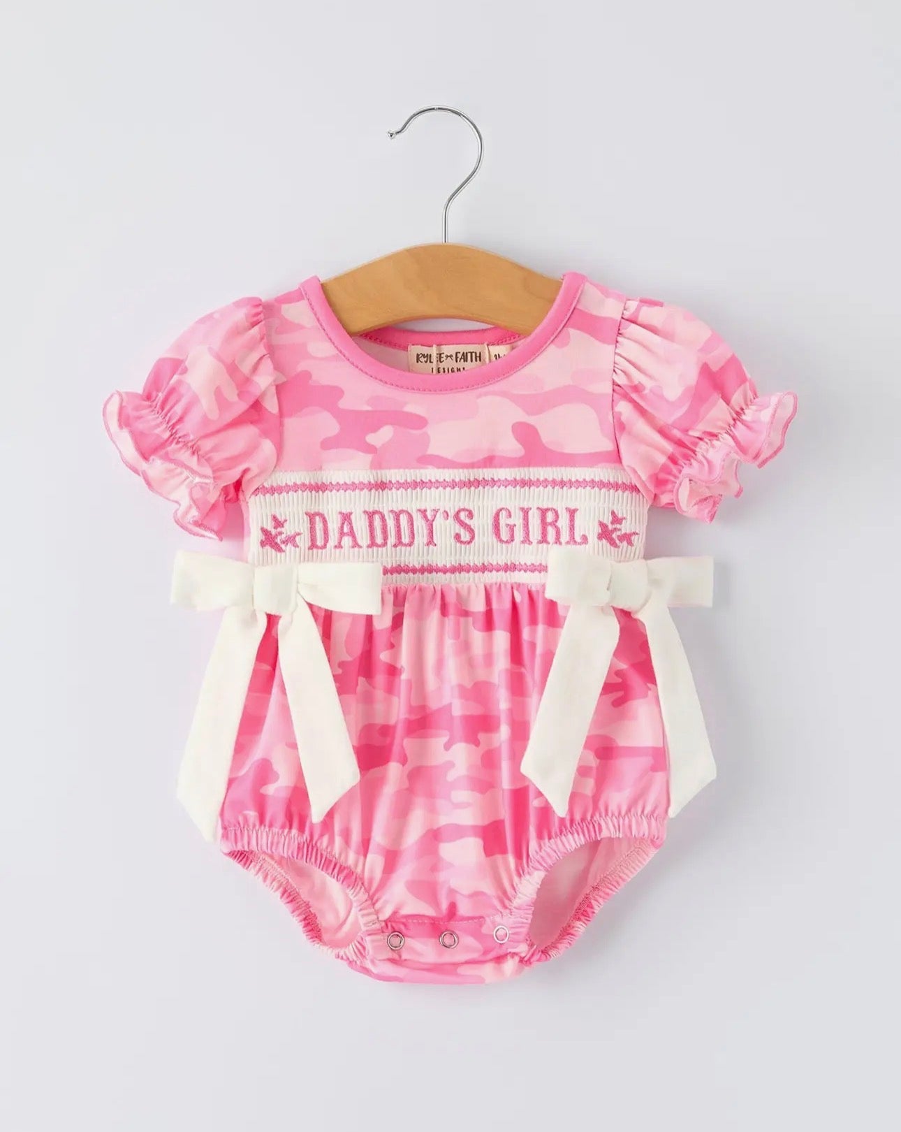 Camo "Daddy's Girl" Smocked and Embroidered Romper